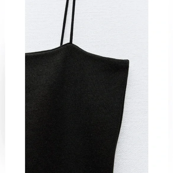 Zara MIXED RIB POPLIN BALLOON DRESS - Picture 9 of 13